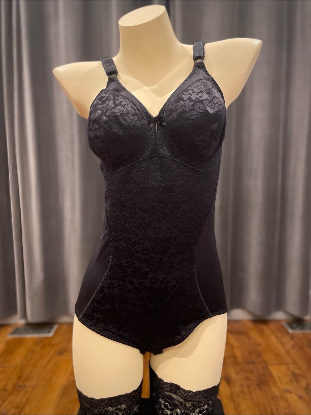 Black satin bodysuit shapewear